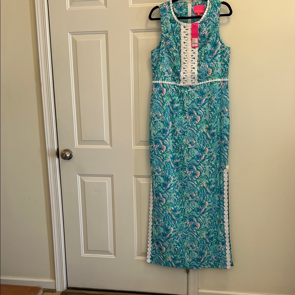 Lilly Pulitzer size 10 Asher maxi dress in Surf Blue Coral NWT